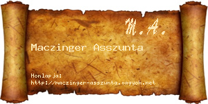Maczinger Asszunta névjegykártya